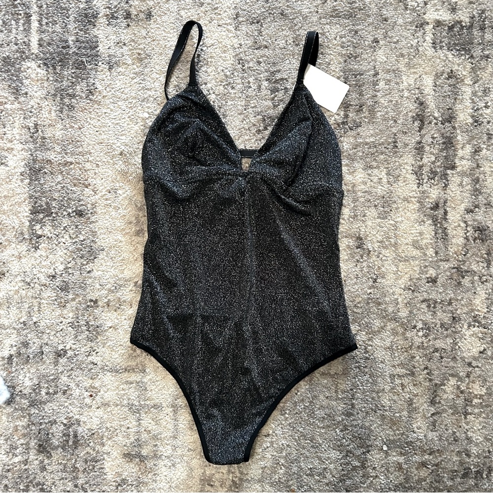 B.Tempt’d / Glittery/Shiny Dark Gray Bodysuit